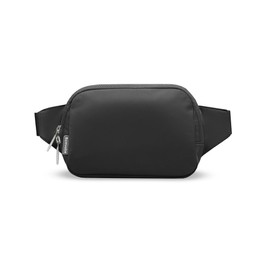 Bomvabe Black Fanny Pack 1L for Women with 2-way Zipper, Small Belt Bag with Adjustable Strap 53", Fashion Waist Bag with Multiple Pockets, Crossbody Bag for Travel Gym Running Hiking Cycling