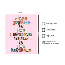 Funky Trendy funny Bathroom Decor - Cute Bathroom Signs - small Bathroom Decor - Preppy Bathroom Decor Aesthetic - Pink Bathroom Wall Art & Decor Pictures - Bathroom Decorations - Bathroom Art - 8x10
