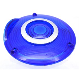 Grand General (GG) Lens replacement 4" blue plastic with chrome ring for back of cab Peterbilt