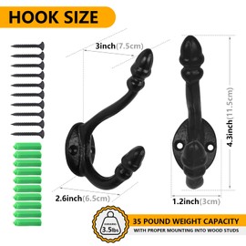 rumdraw Industrial Pipe Hooks 5 Pack, Rustic Wall Mounted Coat Hooks, Heavy Duty Iron Decorative Towel Hooks for Hanging, DIY Steampunk Farmhouse Style, Black Hardware for Bathroom, Entryway, Kitchen