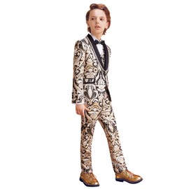 ELPA ELPA Tuxedo for Boys Kids Gold Tuxedo Suit Set of 5 Pcs Boys Gold Tuxedo Size 6