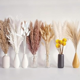 KITCHEN CHOICE Decoración de Hierba de Pampa Secas de 120 Piezas, Ramas de Pampas Naturales, Hierba de Cana, Batidor, Pampas Decorativas para Boda Boho, Decoración de Mesa Bohemia, Fiestas y Hogar