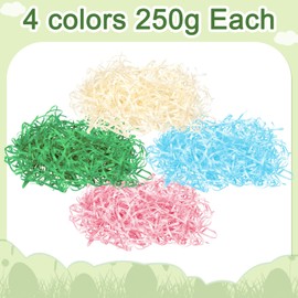 Topsvllcly 2.2 LB Easter Grass 35oz 4 Colors Easter Basket Filler Shredded Paper for Gift Baskets Crinkle Cut Paper Shred Filler for Easter Birthday Wedding Mother's Day