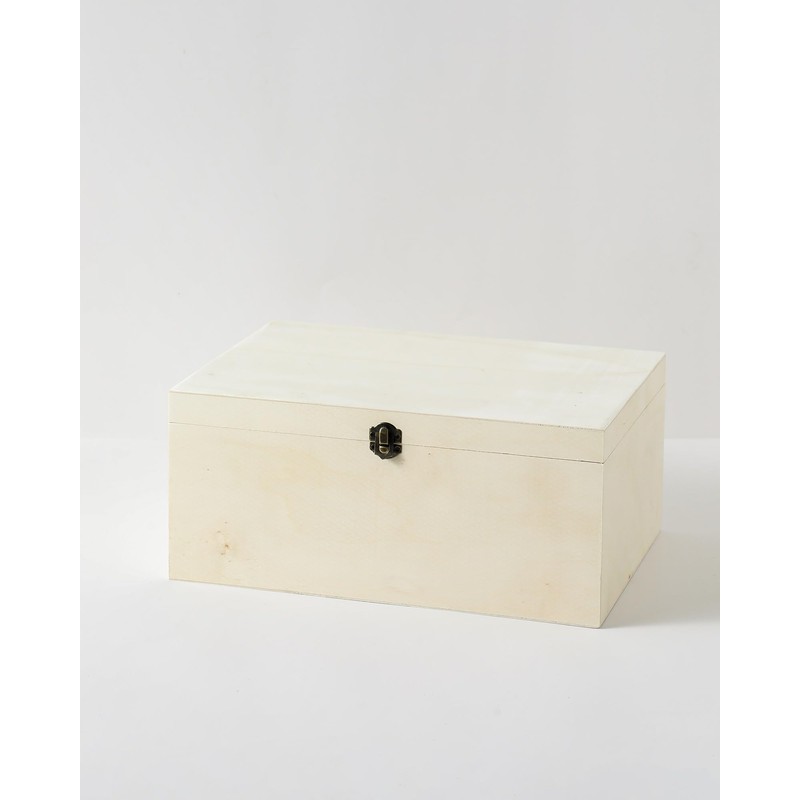Xhqsulsclac 2 Pack Large Unfinished Wooden Box with Locking Clasp