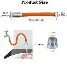 Universal Foaming Extension Hose Tap Hose Universal Tap Extension Pipe Splash-proof Extension for Tap with Connection (30 cm)