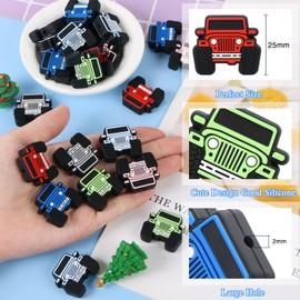 12 Pcs Truck Silicone Beads, EVERMARKET Cars Silicone Focal Beads for Pens, Cute Truck Silicone Beads Bulk, Rubber Loose Spacer Beads for Keychain Making DIY Crafts Necklace Bracelet Lanyard