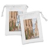 Ambesonne Mediterranean Fabric Pouch Set of 2, Medieval Old Town