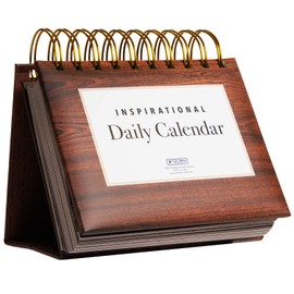 Global Printed Products Motivational & Inspirational Perpetual Daily Flip Calendar Self-Standing Easel (Woodgrain)