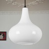 CATINER 11" Milk White Glass Pendant Light, Blown Glass Hanging