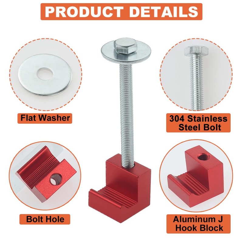 PETCHOR Truck Tool Box Mounting Kit No Drill, J Hook
