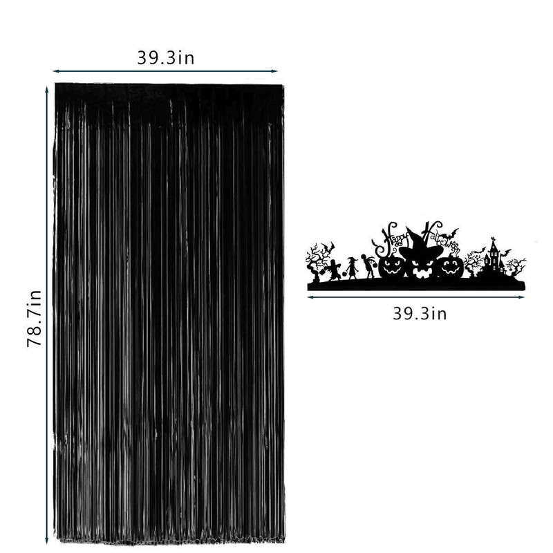FINGOOO Large Halloween Door Curtain, Hunted House Foil Decor Entrance