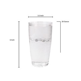 Yalin 20 Ounce Acrylic Drinking Glasses, Reusable Plastic Tumbler, Stackable, BPA-Free, Shatter Proof, Dishwasher Safe, Set of 6 Cups (Clear)