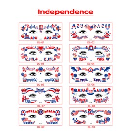 4th of July Accessories Temporary Tattoos Glow in The Dark Patriotic Tattoos Stickers Headband USA Flag Star Waterproof Fake Tattoos for Independence Day Eye Face Decoration 10 Sheets