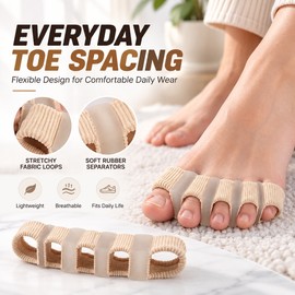 Toe Separator for Daily Foot Care – Stretchy 3, 4 or 5 Loop Design with Soft SEBS Spacers for Comfortable Toe Positioning