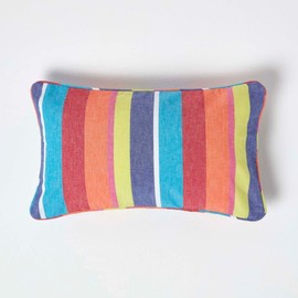 Homescapes Colourful Striped Cushion Cover, Decorative Cushion Cover 30 x 50 cm for Sofa Cushions and Decorative Cushions, 100% Cotton with Zip