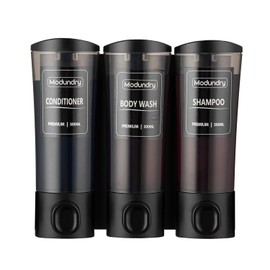ModunDry Shampoo and Conditioner Dispenser,Shower Soap Dispenser 3 Chamber No Drill Wall-Mounted Shampoo Dispenser for Shower,3 x 10.2 OZ Shower Dispenser for Bathroom Hotel,Black
