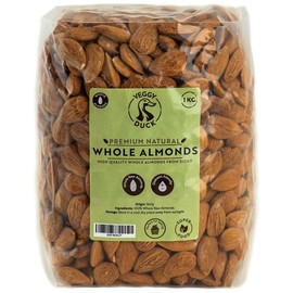 Veggy Duck - Italian Natural Raw Whole Almonds (1Kg) - Premium Natural Whole Almonds from Sicily