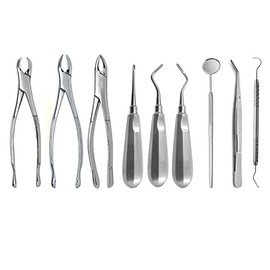 AAProTools 9 Pcs Basic Dental Extracting Extraction Forceps Elevators Set Dental Instruments