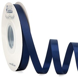 Ribbli Double Faced Navy Satin Ribbon,3/8” x Continuous 25 Yards,Use for Bows Bouquet,Gift Wrapping,Floral Arrangement