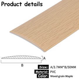 Vinyl Floor Transition Strip 2" Wide, Self-Adhesive, Flat, Laminate Floor Strip with Strong Backing (10Ft,Maple Wood)