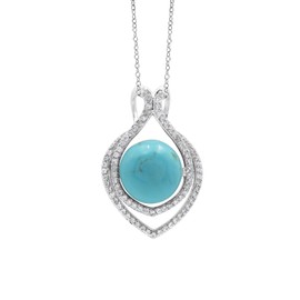 Ravishing Impressions Sterling Silver Turquoise Necklace for Mom Dainty Blue Gemstone Necklace for Women Rhodium Plated
