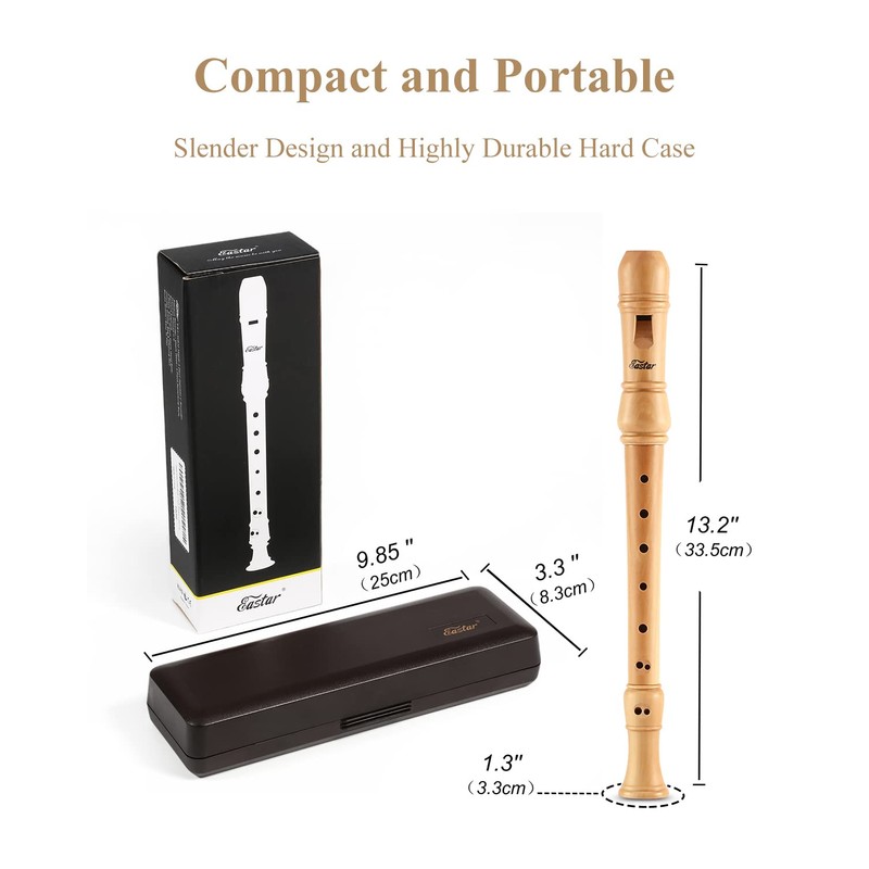 Eastar Soprano Beginners Recorder German Fingering C Key Maple Descant