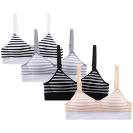 Herepai - brasier sin costuras de algodón para niñas adolescentes, Paquete de 4 mixtos, 38A