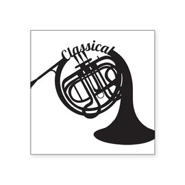 CafePress Classical French Horn Square Sticker 3 X 3 Square Bumper Sticker Car Decal