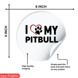 I Love My Pitbull Decal Vinyl Sticker - Auto Car, Truck, Wall, Laptop, Bumper, for Car Windows, Car Stickers, Waterproof, UV Resistant - 6" x 4" Inches
