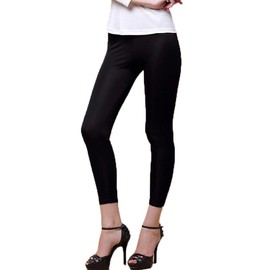LingDooo Women 100% Pure Silk Soft Stretchy Pants Underwear Legging Safety Wear Home Wear Cropped Pants (XL(Tag 3XL), BlackC)