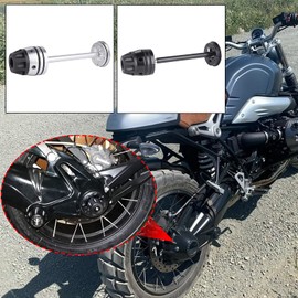 Motorcycle Rear Refit Wheel Fork Axle Sliders Cap Pad Crash Protector Compatible with R NINE T 2014-2020 R1200GS/Adventure 2013-2019 R1250GS/Adv 2018-2023 (Silver)