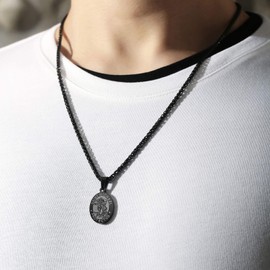 Zocomi Black Saint St Michael Medal Necklace for Men Boys, St. Michael Archangel Pendant Chain Jewelry Catholic Christian Religious Baptism First Communion Confirmation Gifts Teenage Age Kids