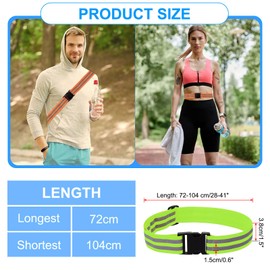 PATIKIL Adjustable Reflective Running Belt 1.5 Inch, 2 Pcs Glow Pt Belt Sash for Cycling Walking Motorcycle Gear, Green