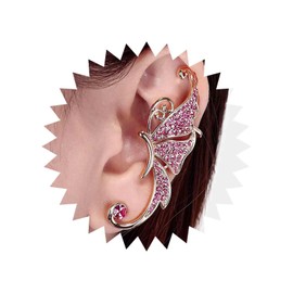 Aneneiceera Boho Crystal Butterfly Ear Cuffs Earrings Gold No Piercing Earrings Butterfly Ear Clips Crawler Climber Cuffs Wrap Earrings Statement Butterfly Crystal Earrings Jewelry for Women