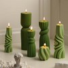 Threlaco 6 Pcs Ribbed Pillar Candles, Green