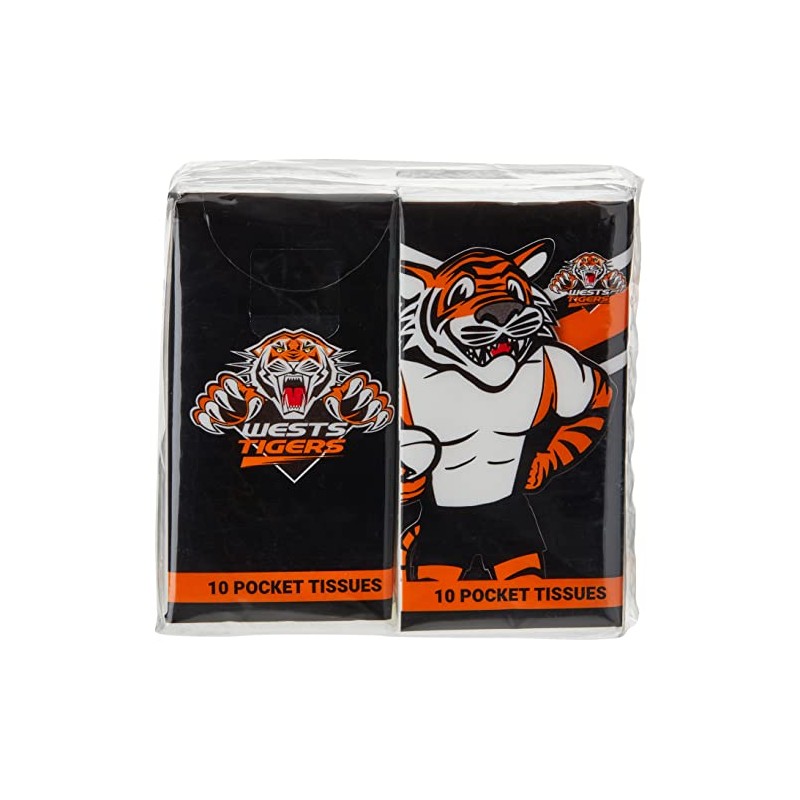 NRL West Tigers Mascot Pocket Tissues (Pack of 4)