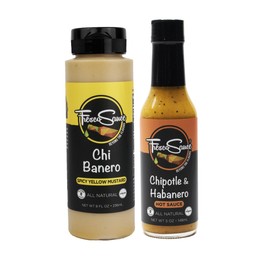 Fresco Sauce - Hot Sauce & Mustard Bundel - Chi Banero Spicy Yellow Mustard - Made with Chipotle & Habanero Peppers & Garlic - Chipotle & Habanero Featured on Hot One's - Flavorful - All Natural- Vegan - Gluten Free - 5 fl oz … (Habanero Duet 2 Pack)