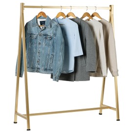MyGift A-Frame Clothing Rack, 47 Inch Modern Heavy Duty Gold Metal Wardrobe Clothes Rack, Commercial Grade Freestanding Garment Hanger for Bedroom Closet or Retail Display