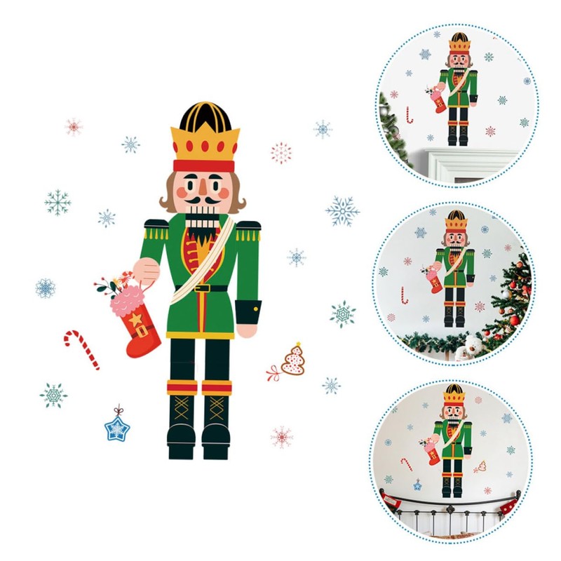 Alipis Window Decorative Sticker Nutcracker Window Sticker Christmas Glass Decal