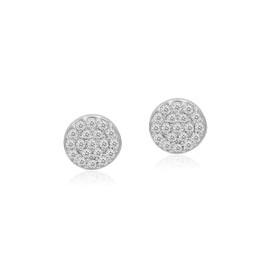 925 Sterling Silver CZ Cubic Zirconia Dainty Mini Disc Minimalist Stud Earrings