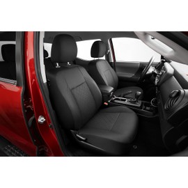 GIANT PANDA Customized Full Set Seat Covers for Toyota Tacoma 2016 2017 2018 2019 2020 2021 2022 2023 Double & Crew Cab SR, SR5, Limited,TRD Pro,TRD Sport,TRD Off-Road,Front & Rear Faux Leather(Black)