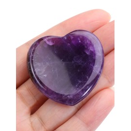 Jovivi 2pcs Thumb Worry Stones for Anxiety Natural Amethyst Rose Quartz Heart Gemstone Pocket Stones Hand Carved Healing Crystals Reiki Palm Stone for Women Meditation Gifts