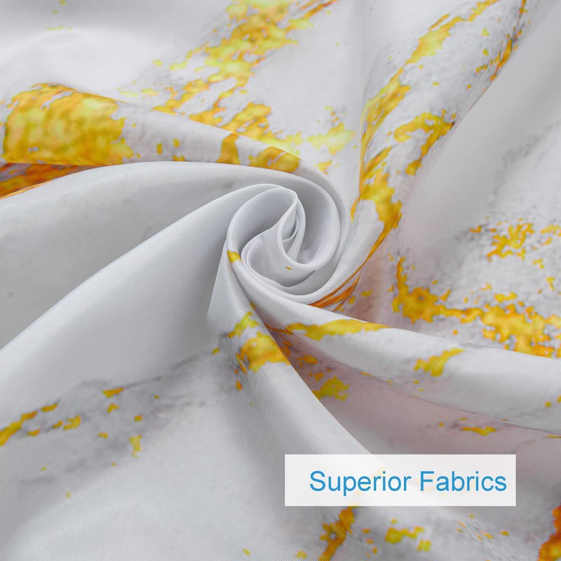 BLESFOREVER Gold White Marble Shower Curtain Set with 12 Hooks,