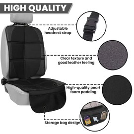 Car Seat Protector for Child and Baby Car Seats, Premium Fabric Waterproof Cover with Non-Slip Backing, Thick Padding, and Storage Pockets - Universal Size for Baby, Pet, and Vehicle Protection