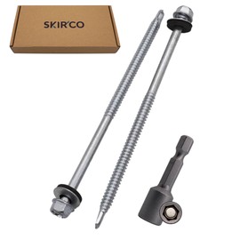 SKIR'CO Pack of 20 Galvanised Roofing Screws 6.3 x 140 mm Hexagonal Head DIN 7504-K Self-Drilling Screws with EPDM Sealing Washers