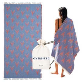 Turkish Beach Towels Oversized - 36 x 71 Quick Dry Beach Towel is Essential for Enjoying A Day at The Beach - Sand Free Beach Towel for Clean and Comfortable Experience (Lobster)
