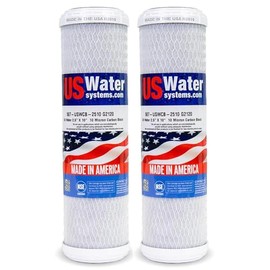 US Water Systems Carbon Water Filter 10 X 2.5, Whole House Water Filter Cartridge 10 Micron, Removes Contaminants for Superior Taste and Odor Removal, Made in the USA - Pack of 2