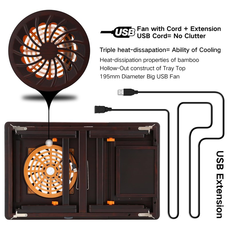 Laptop Desk for Bed with Fan Nnewvante 7 Angles &
