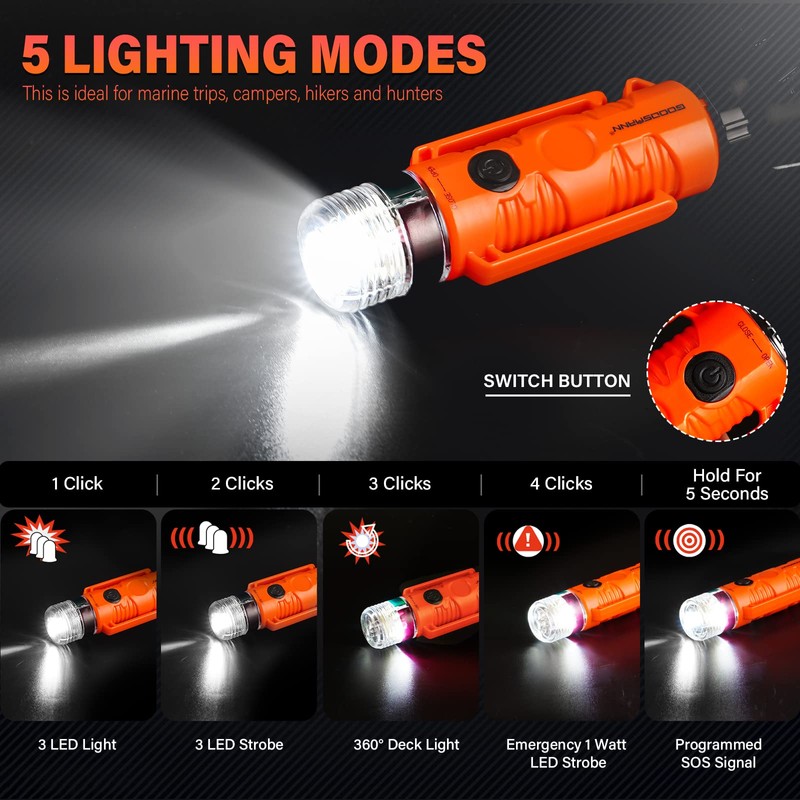 GOODSMANN Boat LED All Round Signal Light with Suction Cup