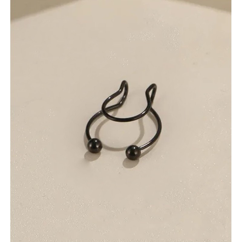 QWALIT Black Fake Septum Ring Fake Septum Piercing Faux Septum